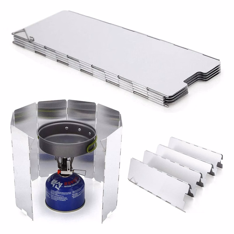 Outdoor 8 Plates Foldable Camping Stove Windshield