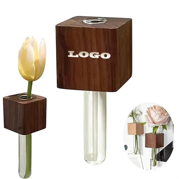 Custom Magnetic Wood Block Hydroponic Vase 1.38 Inch Test Tube — Home Decor Promo 1