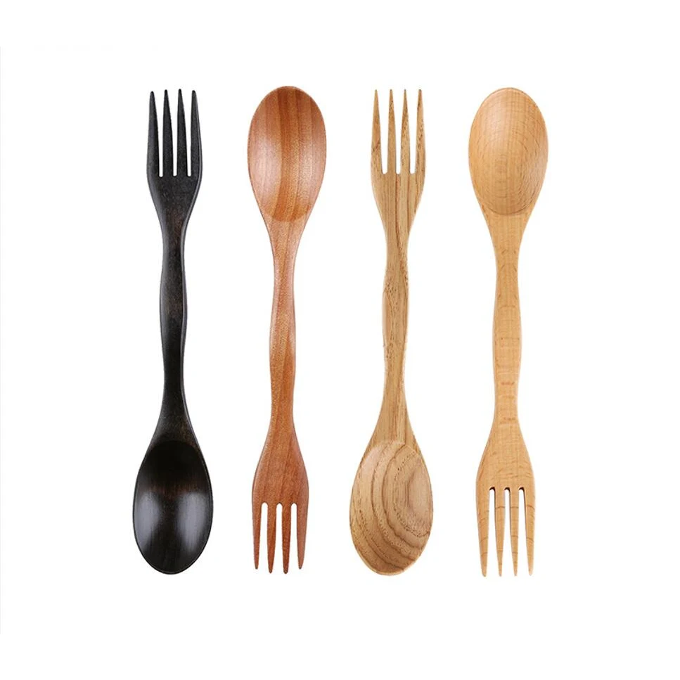 2 in 1 Wood Spoon and Fork 1