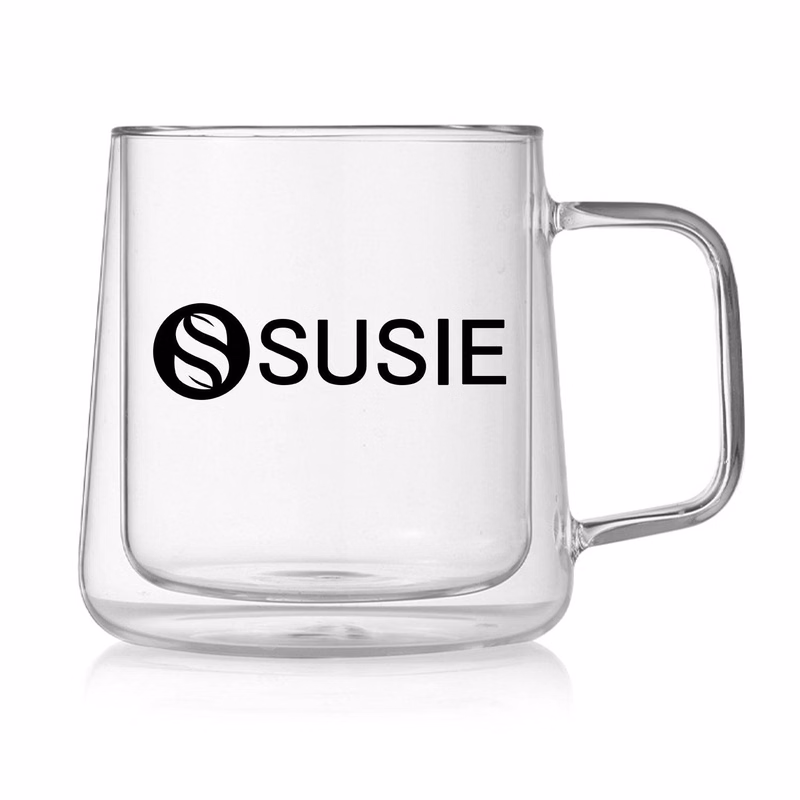 14Oz Clear Heat-Resistant Borosilicate Glass Coffee Mug