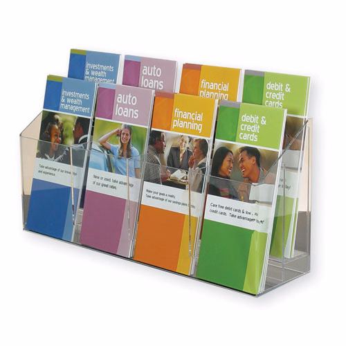 2 tiered 8-pocket Wall Mount Brochure Holder