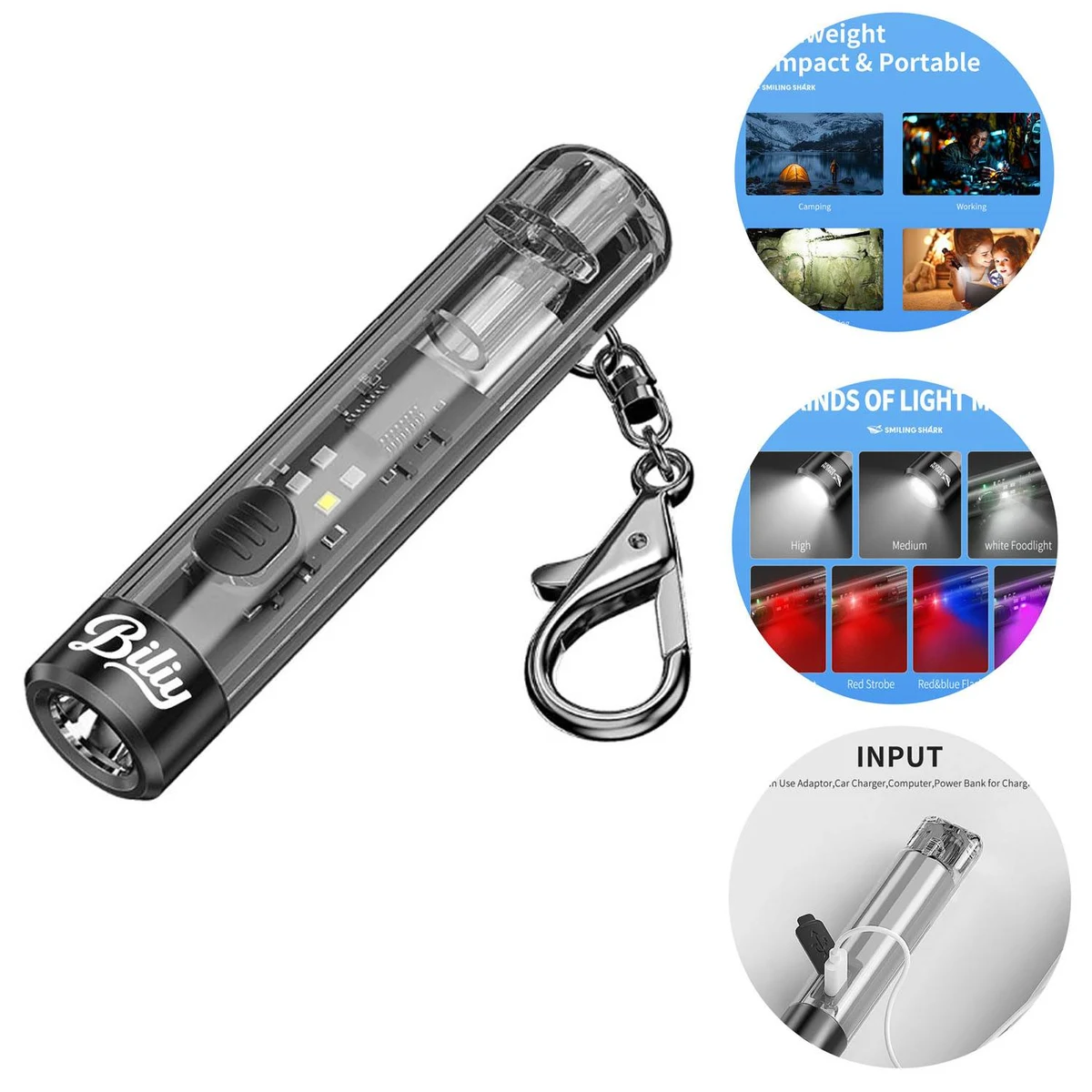 Keychain Flashlight Rechargeable Multifunctional LED Light 1