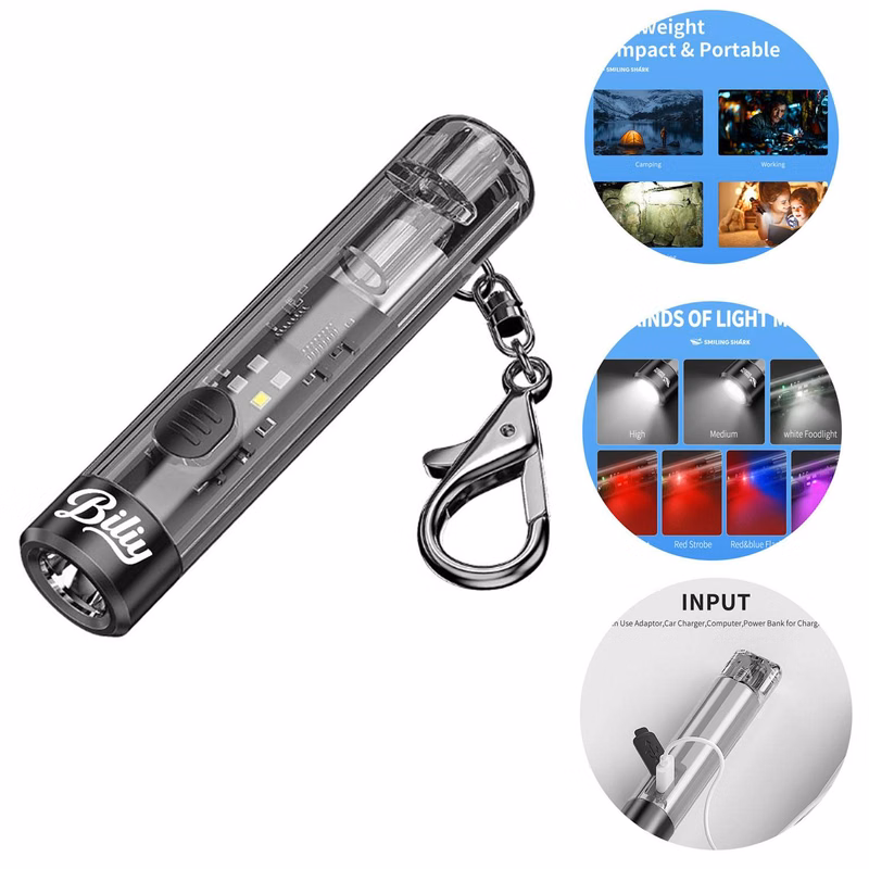 Keychain Flashlight Rechargeable Multifunctional LED Light