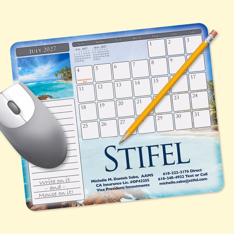 MousePaper Calendar 24 Month 7.25"x8.5"x.015" Mouse Pad
