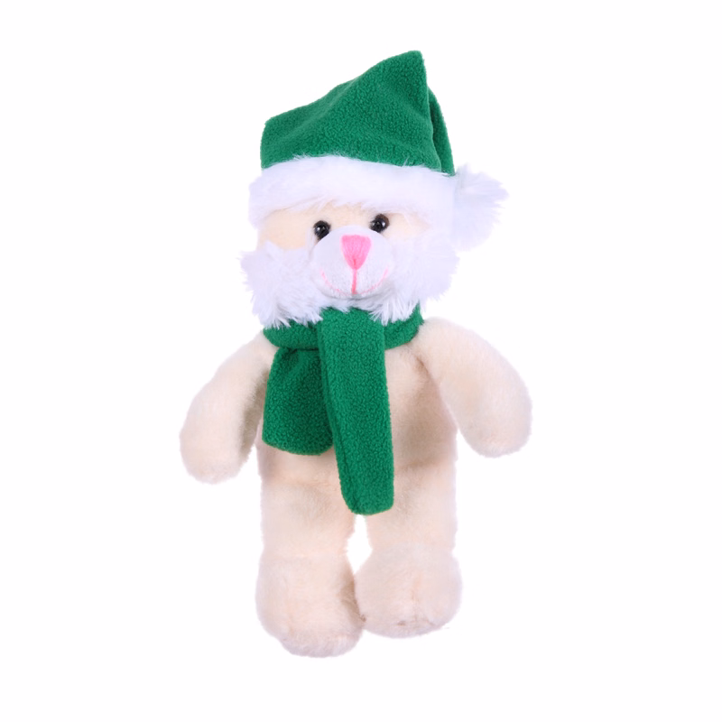 Soft Plush Bunny with Christmas Hat and Scarf