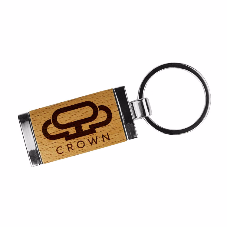 Silver Key Tag with Wood Accent