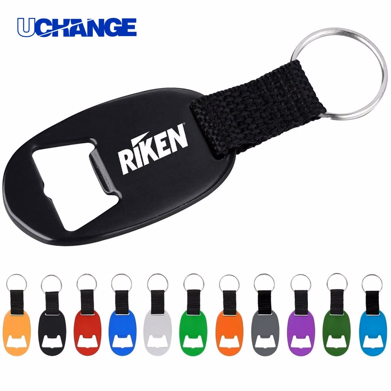 Oval Bottle Opener Keychain with Strap for Bar Use