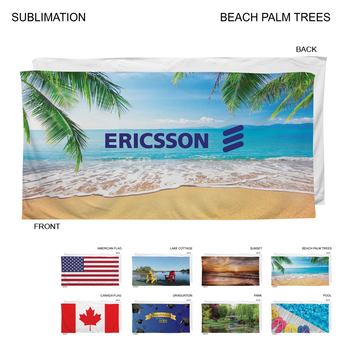 Stock Design Sublimated, Heavier Weight, Plush Velour Terry Cotton Blend Beach Towel, 30x60 1
