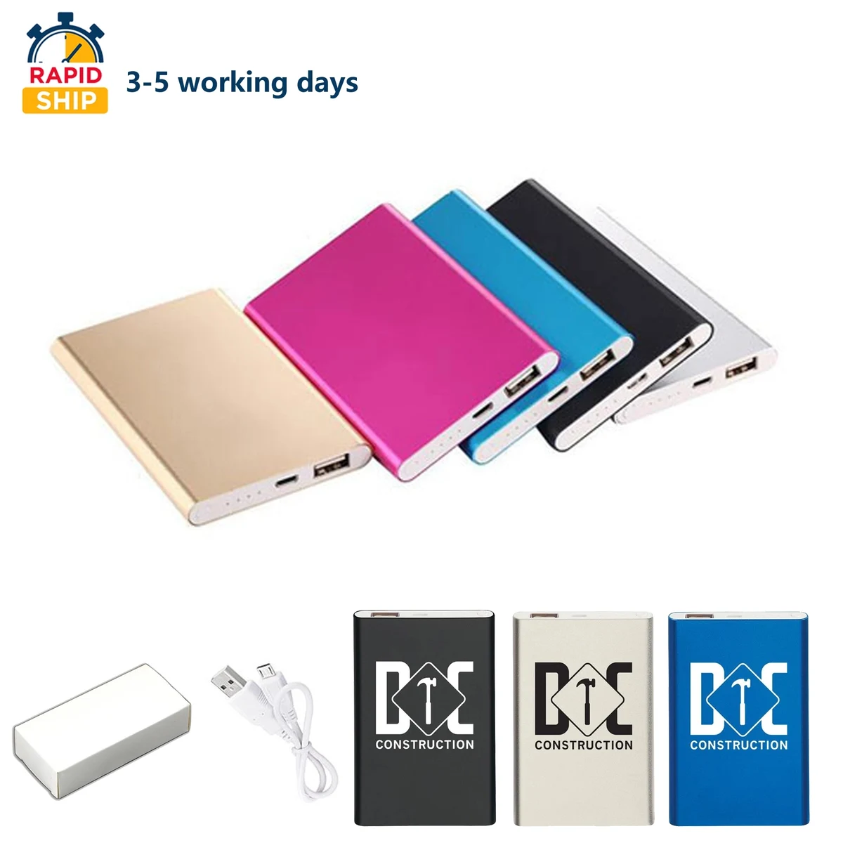 Rapid Ship Slim Aluminum Universal Power Bank 5000mAh 1