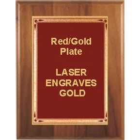 10-1/2" x 13" Cherry Finish Plaque with a Red Teardrop Plate 1