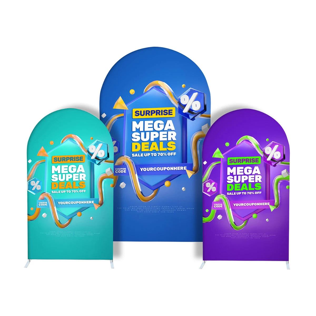 3-Piece Arched Display - Kit A - 1 Side Imprint 1