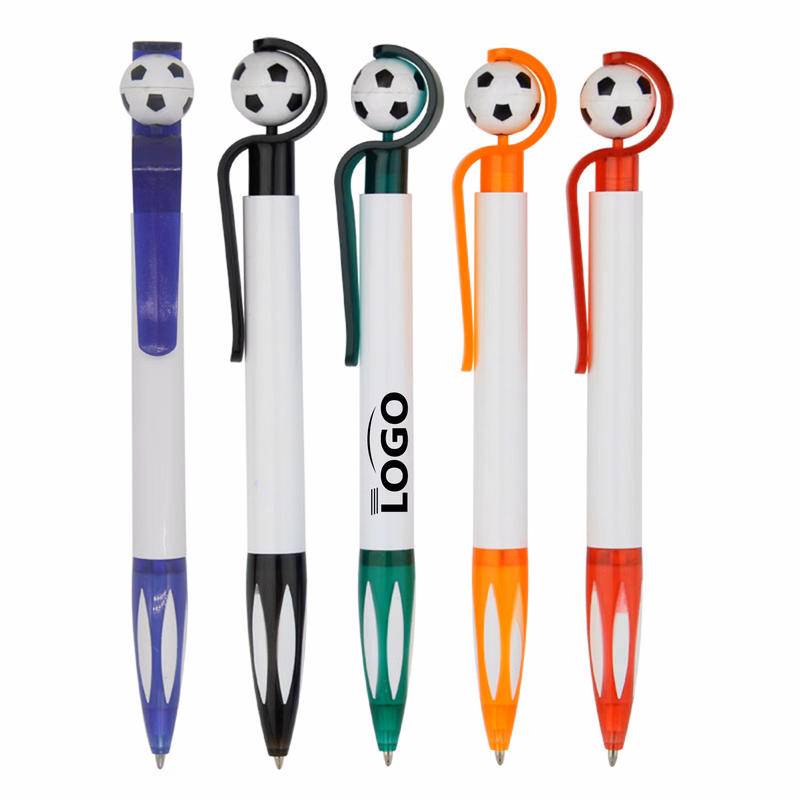 Football-themed retractable ballpoint pen with customizable