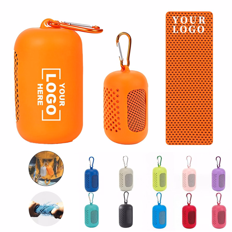 Quick Drying Ice Towel With Hanging Silicone Case