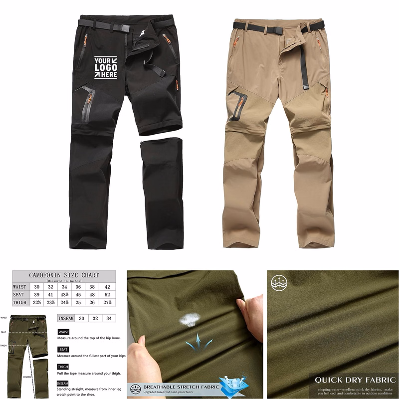 Men's Hiking Pants Outdoor Convertible Quick Dry Fishing Pants Shorts