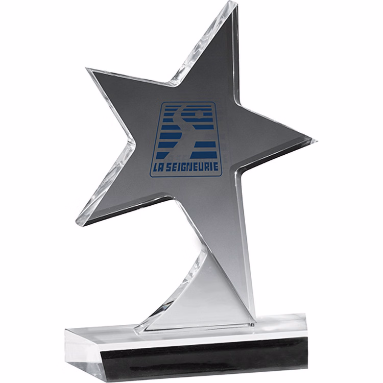 Clear Standing Star Award (5"x 7"x 3/4") Screen-Printed