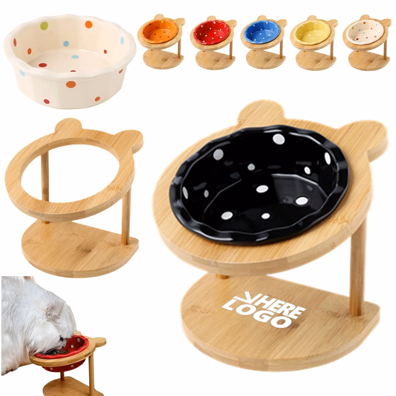 Ceramic Cat Food Dish Bowl Rack And Cat-Bowl