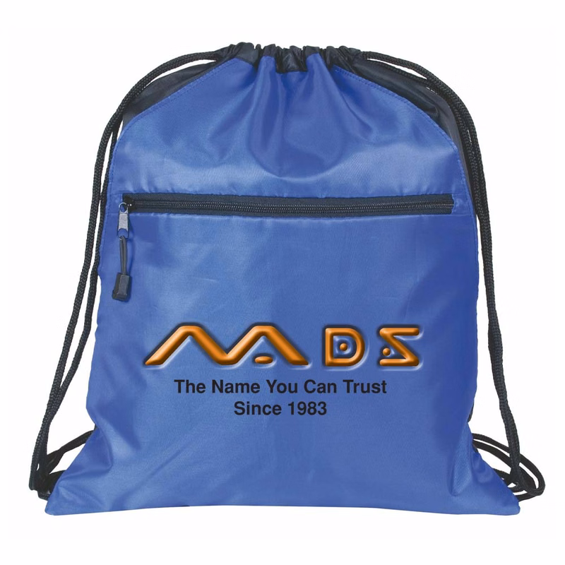 BARGAIN ZIPPERED DRAWSTRING BAG W/ 2 SLIP POCKETS