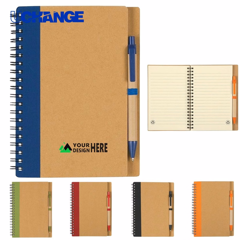 Cowhide Spiral Notebook Set with Pen for Executives