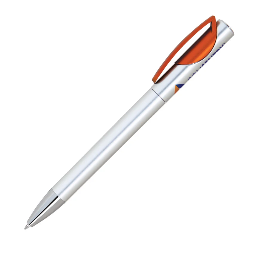 Silver Barrel Twist Action Ballpoint Pen 1