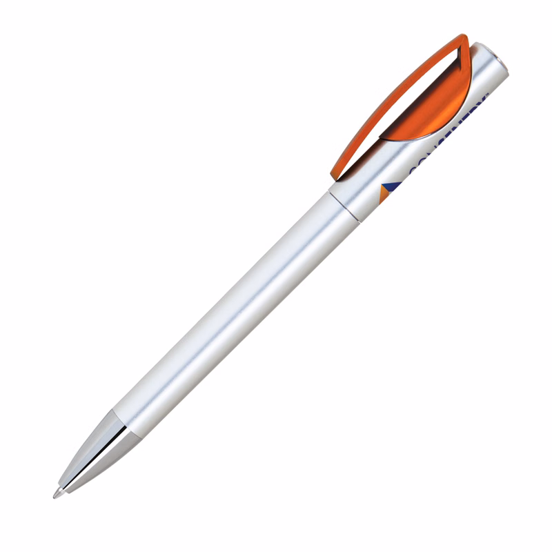 Silver Barrel Twist Action Ballpoint Pen