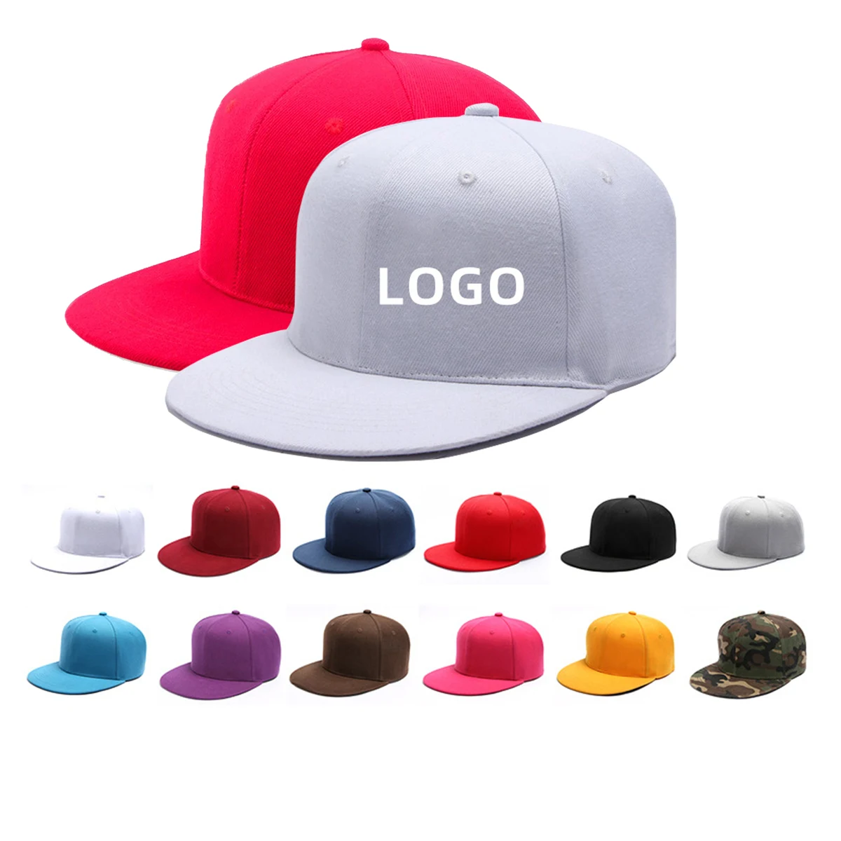 100% Cotton Snapback Closure Hip Hop Style Flat Bill Caps 1