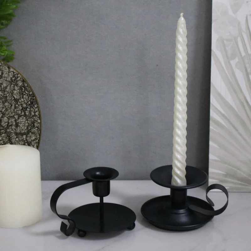 Black Metal Taper Candle Holders 1