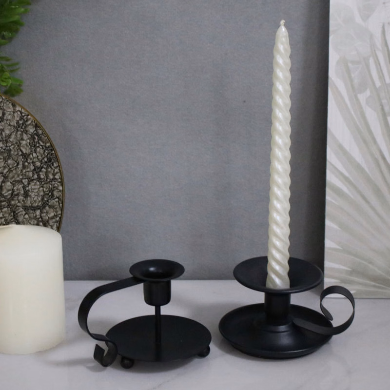 Black Metal Taper Candle Holders