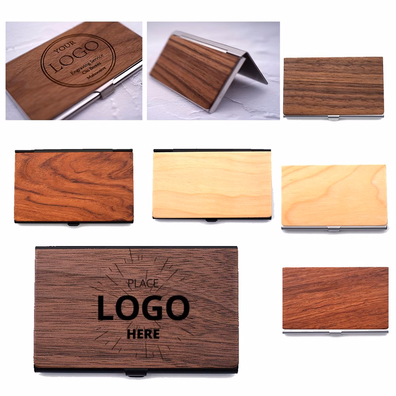 Premium Durable Solid Wood Aluminum Alloy Credit Card Box
