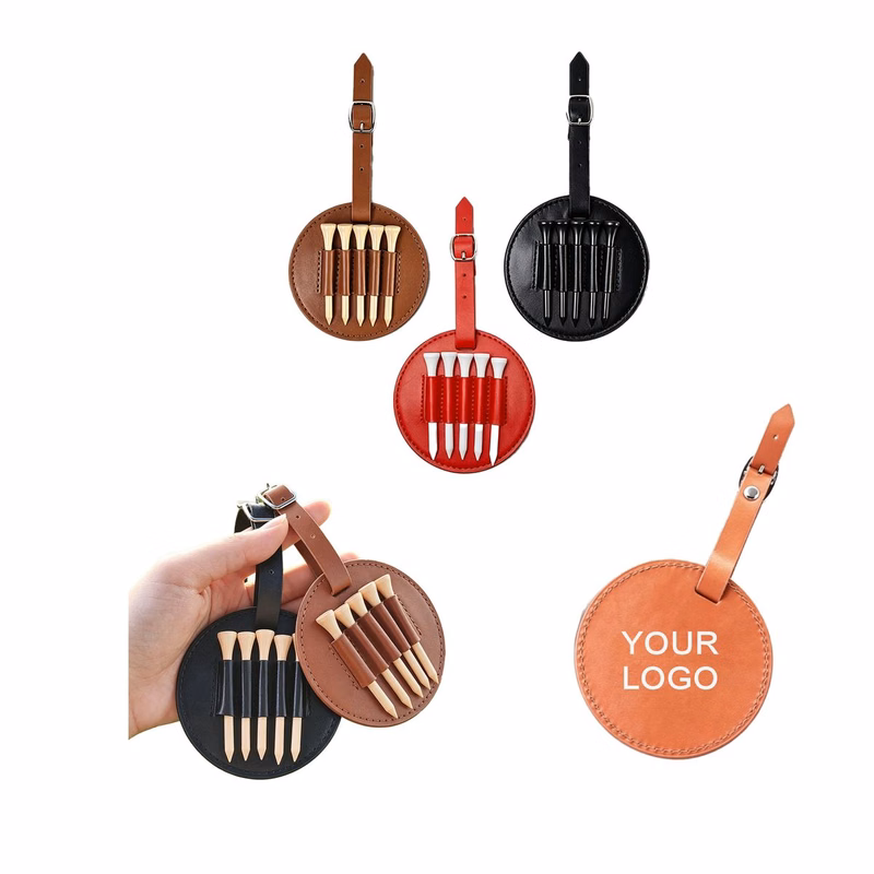 PU Leather Golf Tee Organizer Bag Tag