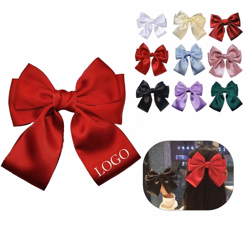 Solid Color Large Bow Ribbon Hair Clip