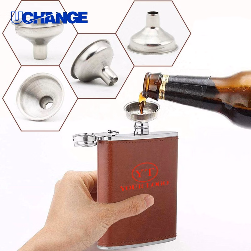 Pocket Whiskey Liquor Leather Wrapped Flask Container (8 oz)