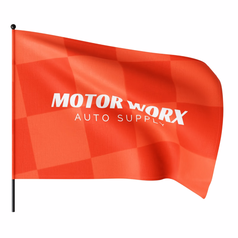 Waving Rally Flag 27.5"x 9.5" with 24" Pole 75D