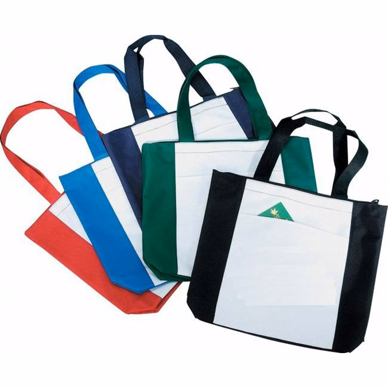Polyester Dual-Color Zippered Tote Bag