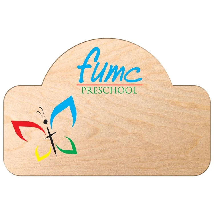 USA Made Full Color Wood Badge Custom Shape (6-10 Sq. Inches) - No Personalization 1