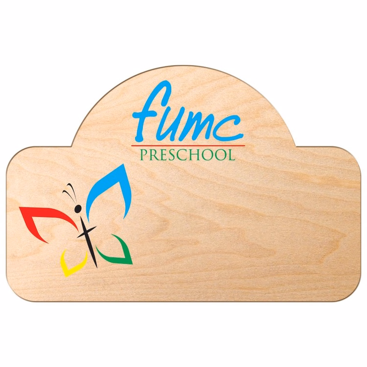 USA Made Full Color Wood Badge  Custom Shape (6-10 Sq. Inches) - No Personalization