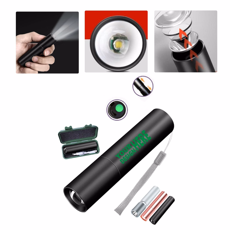 MOQ 50 Multifunctional Mini LED Rechargeable Flashlight High Beam
