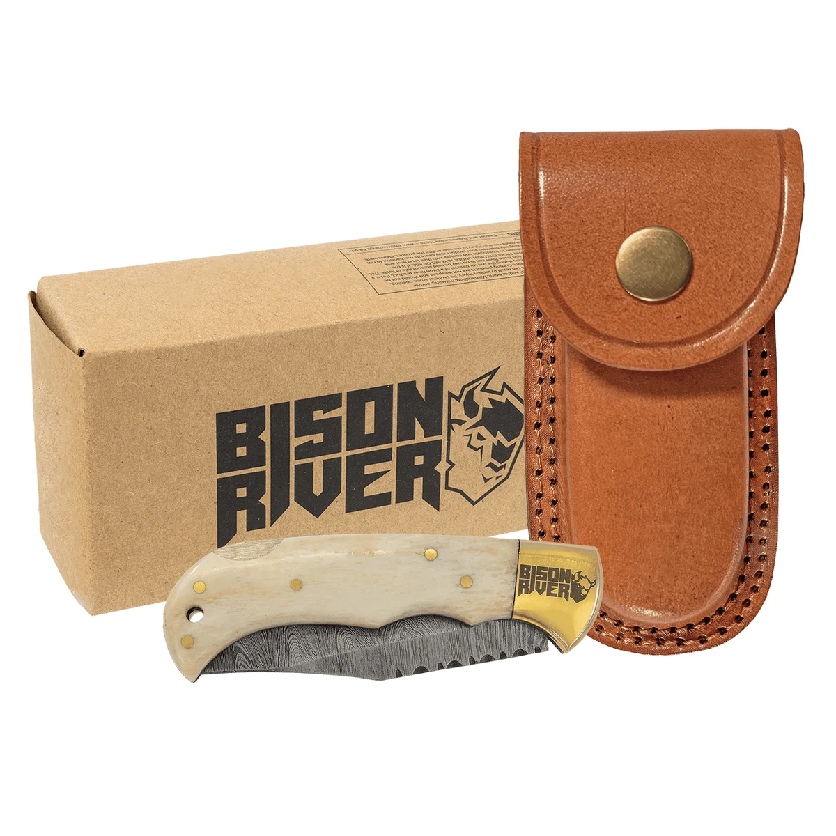 Bison River 3.75" Bone Folding Knife 1