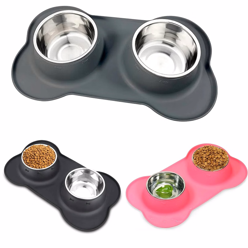 Dog Bowls 2 Stainless Steel Puppies