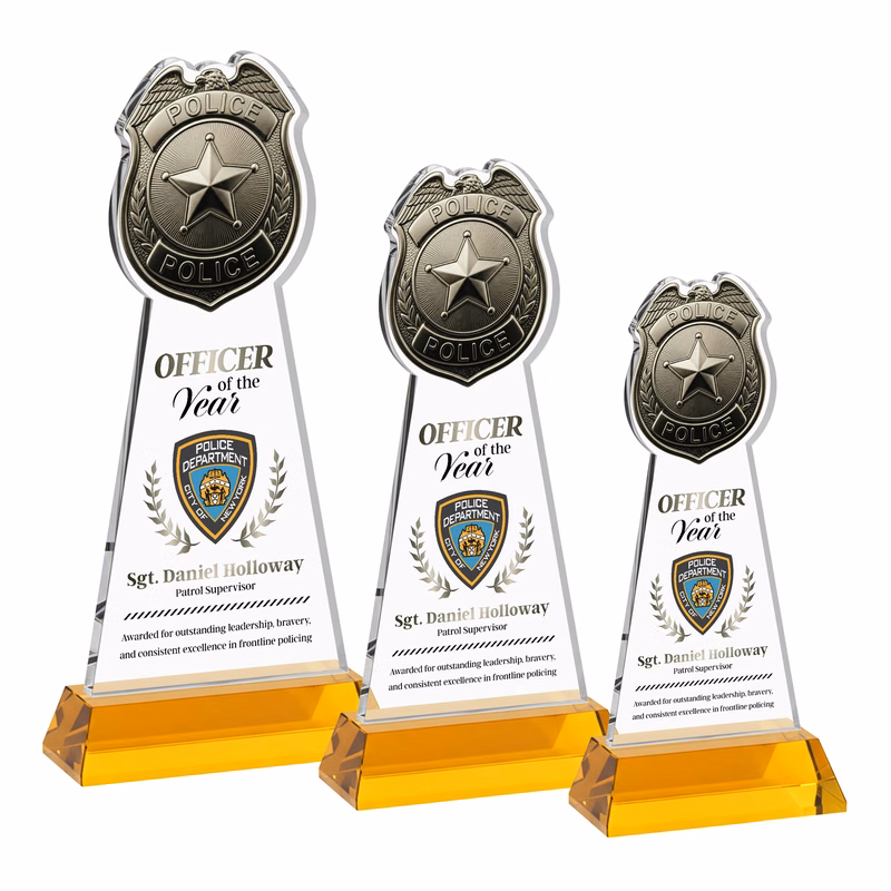 Police Badge VividPrint™ Award on Hartford Base - Amber