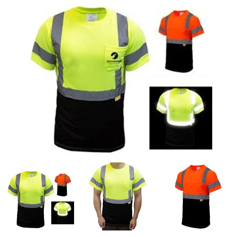 Short Sleeve Safety T-shirt With 2 Inch Replective Tape 1