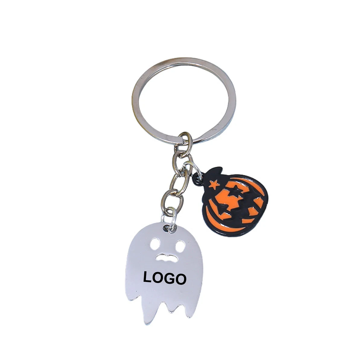 Halloween Pumpkin Ghost Keyring 1