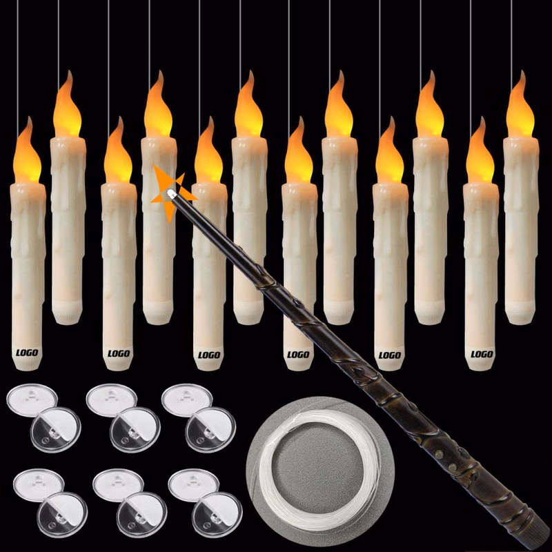 12Pc Halloween Floating Flameless Candles with Magic Wand Remote