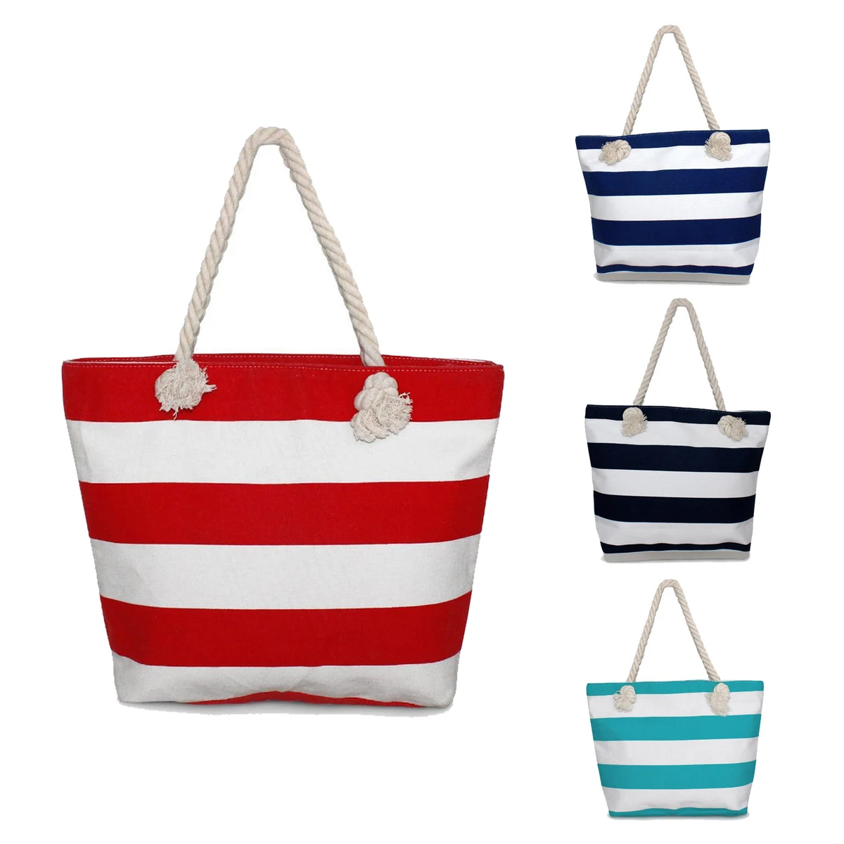 Cotton Cord Canvas Striped Handbag. 1