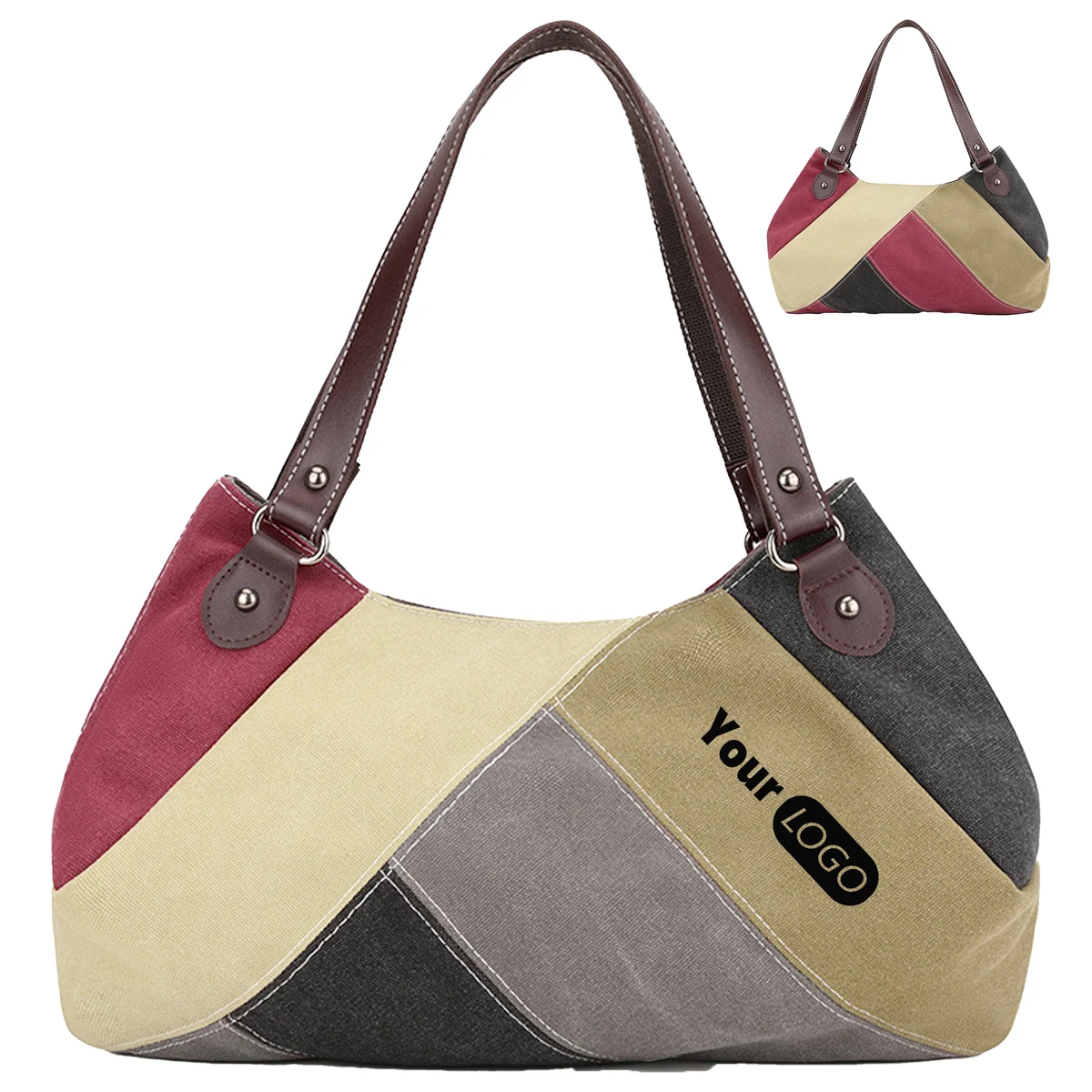 Canvas Large Capacity Simple And Stylish Tote Bag, custom tote bag with logo imprint 1