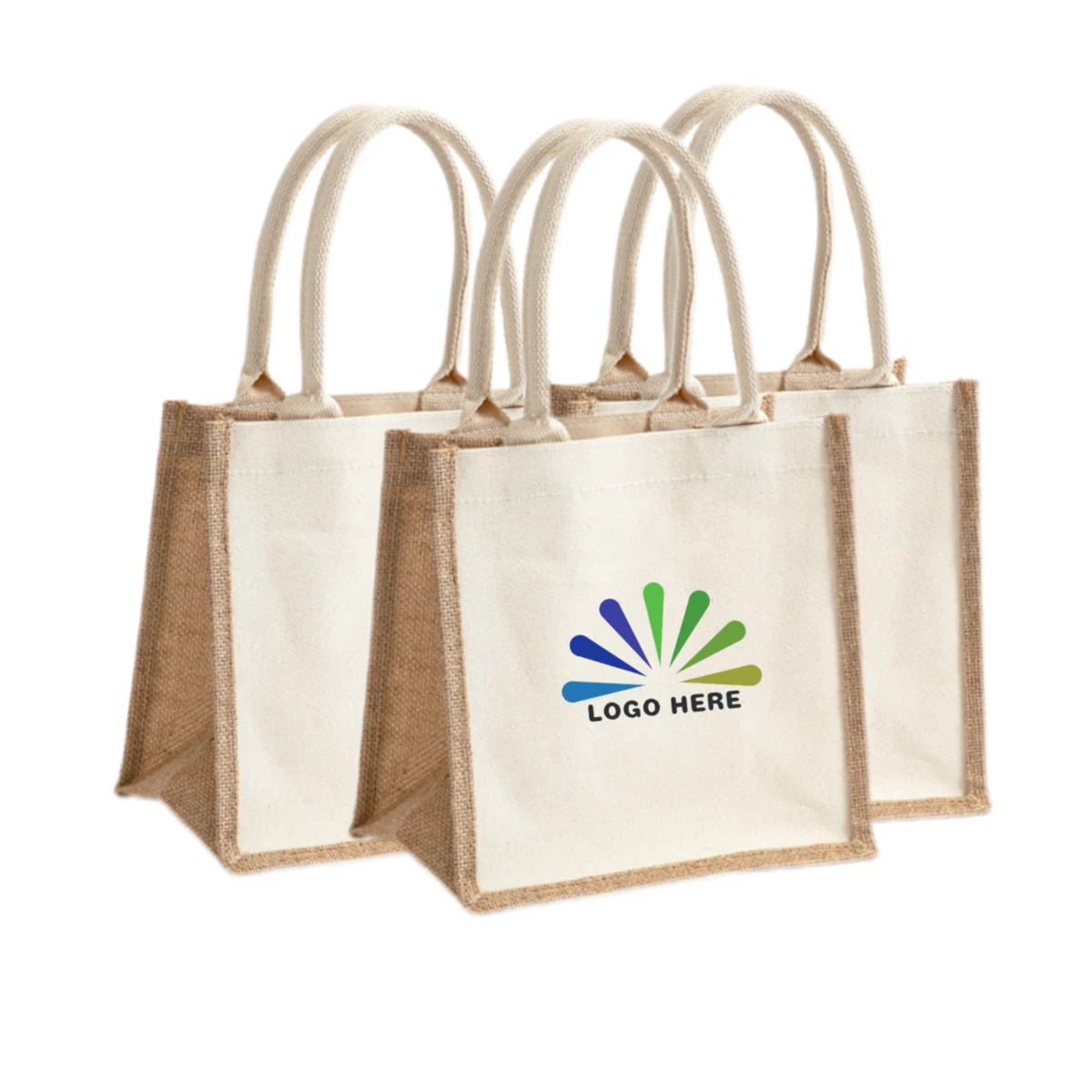 Linen Bag With Canvas Splicing, custom tote bag with logo imprint 1