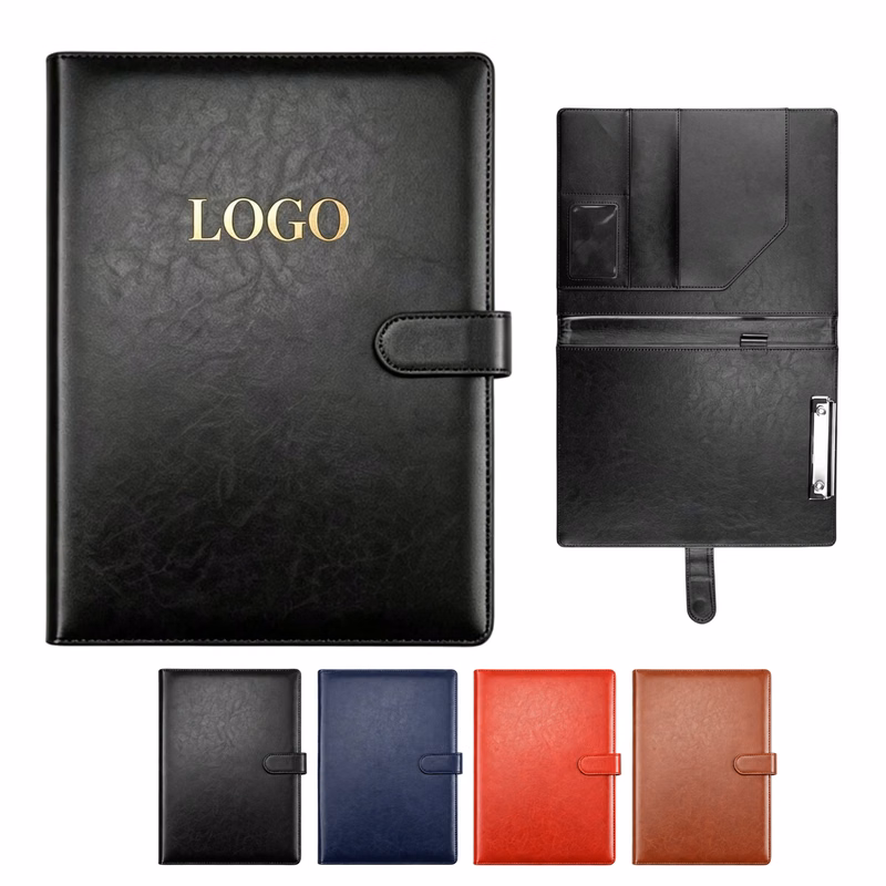 A4 PU Leather Document Portfolio Folder With Clip
