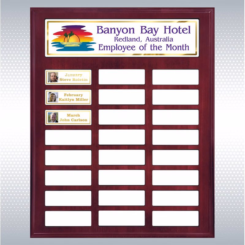 Perpetual Pocket Solid Walnut Plaque Sublimation Full Color Plaque w/24 Plates (12" X 15")