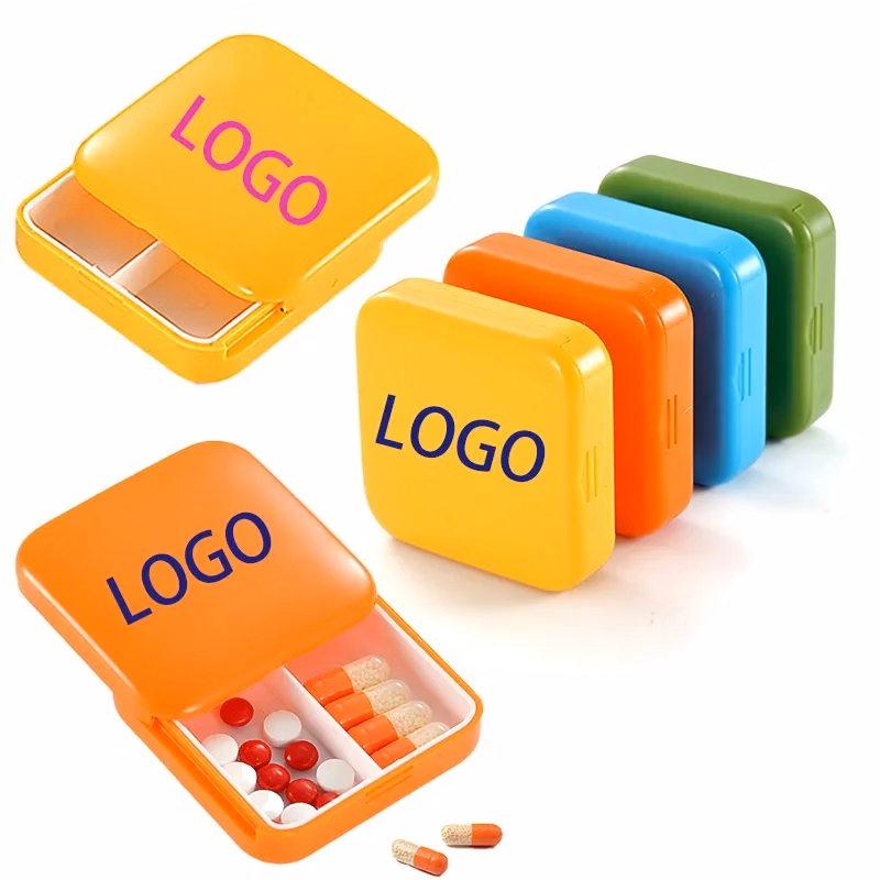 Slide Open 2 Compartment Portable  Mini Pill Box