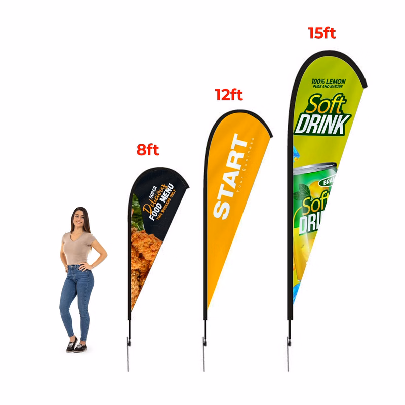 12' Teardrop Flag Kit w/ Poles, Ground Stake and Carry Case