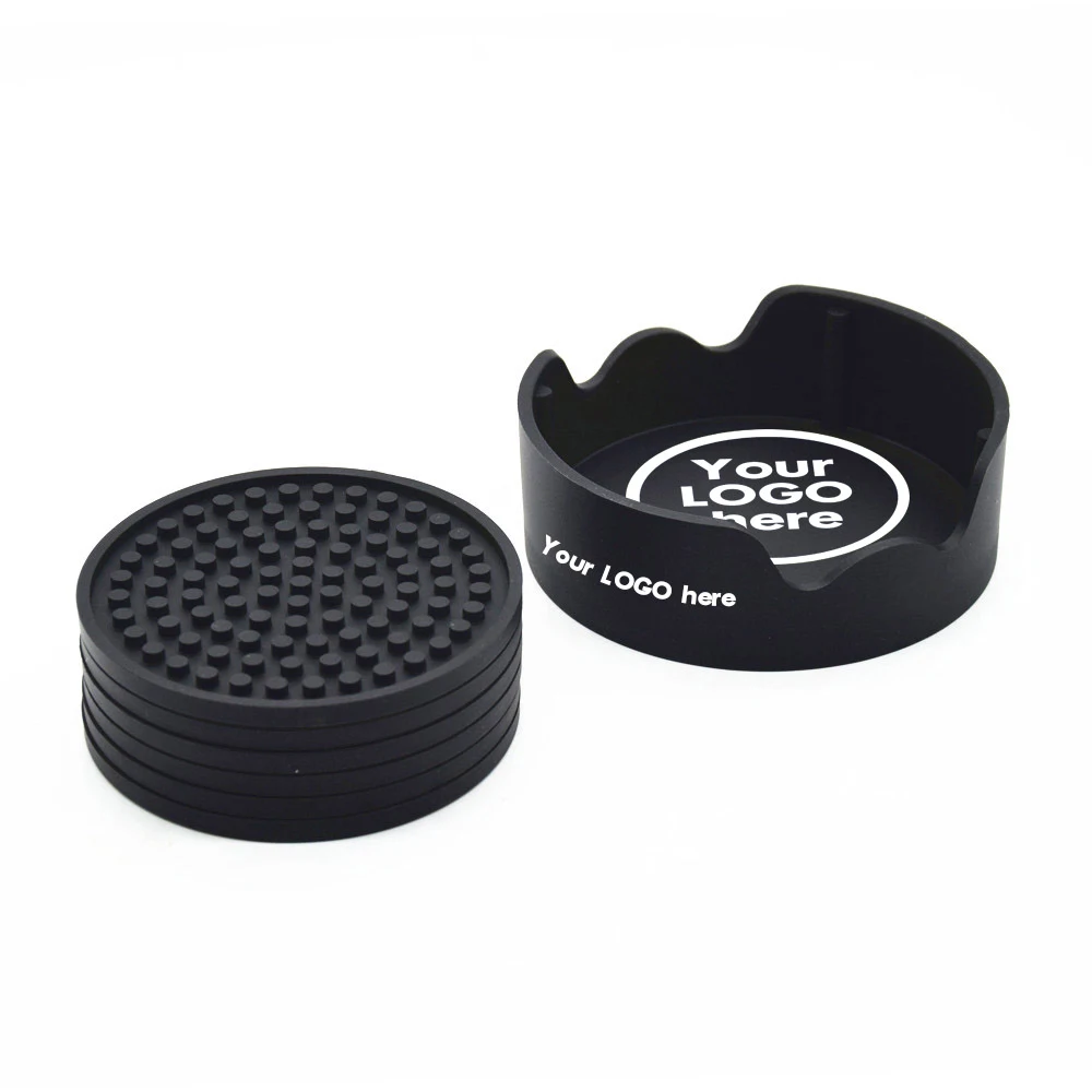 Silicone Drink Coaster with Holder Set of 6 1